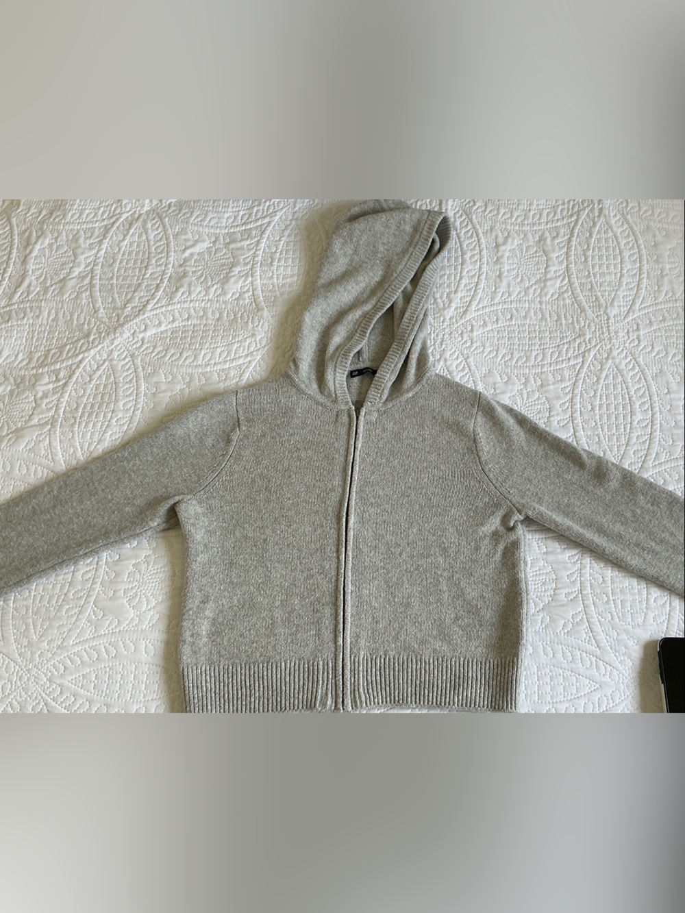 GAP Heather Gray Zip-Up Knit Hoodie